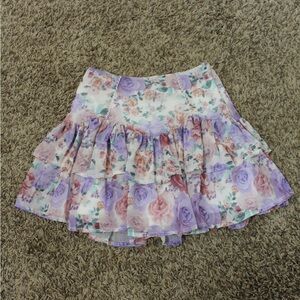 Miami Floral A-Line Skirt in Purple and Pink